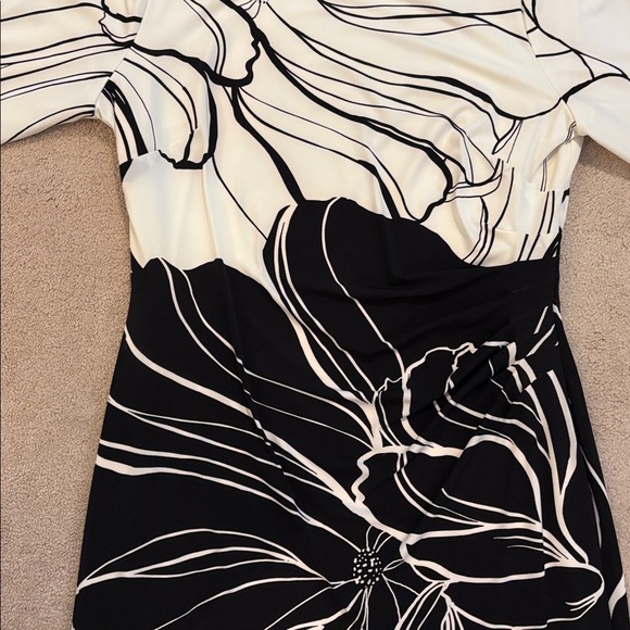 Ralph Lauren Black & winter White Long Sleeve Midi Dress -size 18. Flattering. - Picture 7 of 9